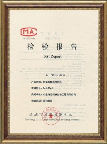 Haidai Fertilizer test report